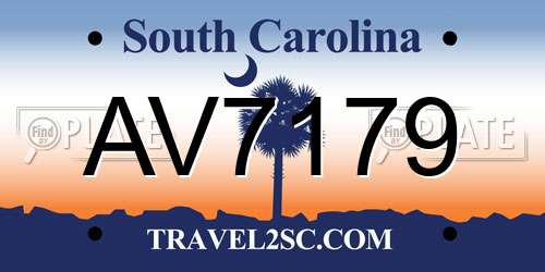 AV7179 South Carolina License Plate