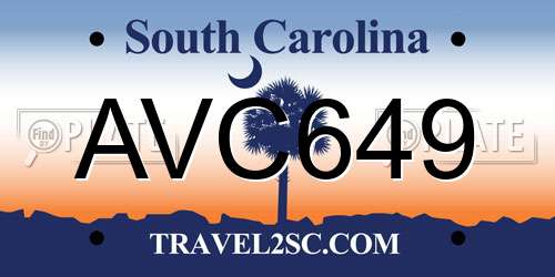 AVC649 South Carolina License Plate