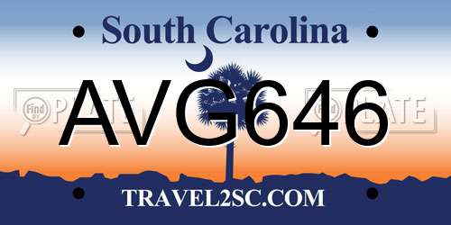 AVG646 South Carolina License Plate