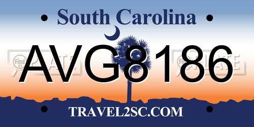 AVG8186 South Carolina License Plate