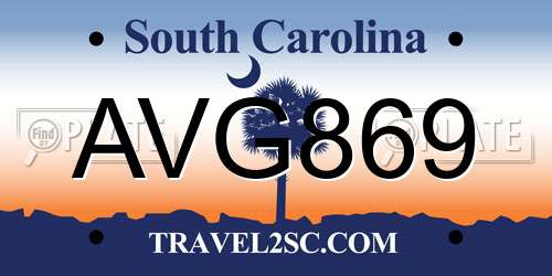AVG869 South Carolina License Plate