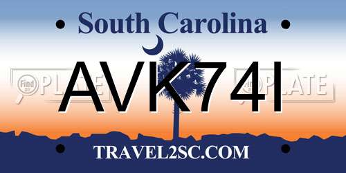 AVK74I South Carolina License Plate