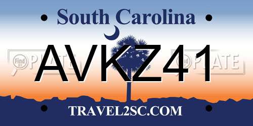 AVKZ41 South Carolina License Plate