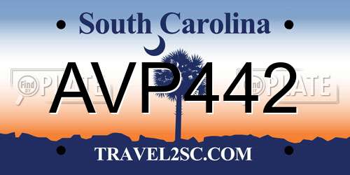 AVP442 South Carolina License Plate