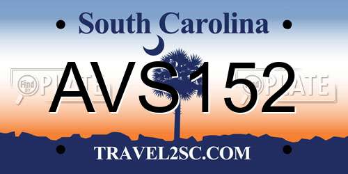 AVS152 South Carolina License Plate