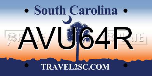 AVU64R South Carolina License Plate