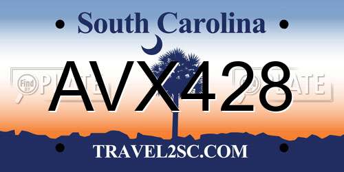 AVX428 South Carolina License Plate