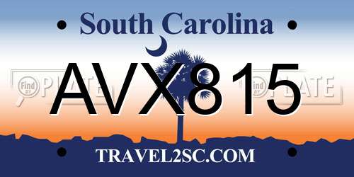 AVX815 South Carolina License Plate