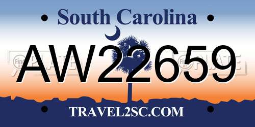AW22659 South Carolina License Plate