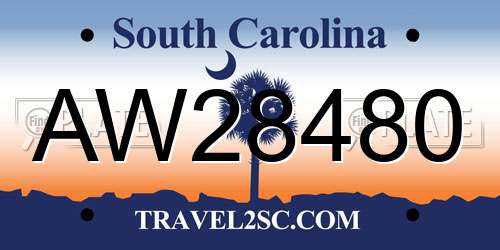 AW28480 South Carolina License Plate