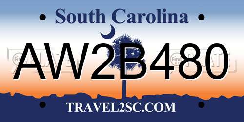 AW2B480 South Carolina License Plate