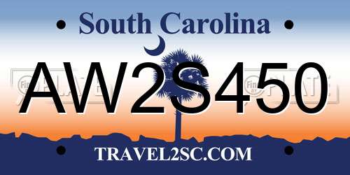 AW2S450 South Carolina License Plate