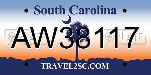AW38117 South Carolina License Plate