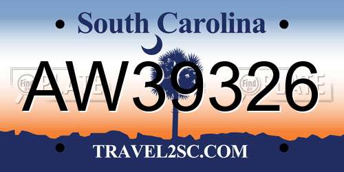 AW39326 South Carolina License Plate