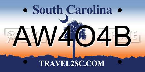 AW4O4B South Carolina License Plate