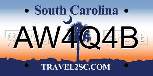 AW4Q4B South Carolina License Plate