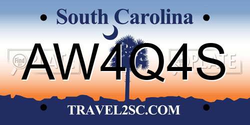 AW4Q4S South Carolina License Plate
