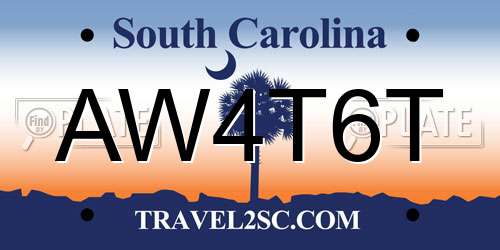 AW4T6T South Carolina License Plate