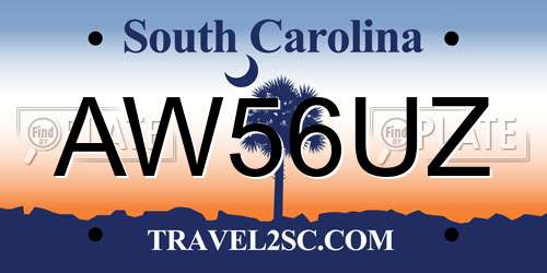 AW56UZ South Carolina License Plate