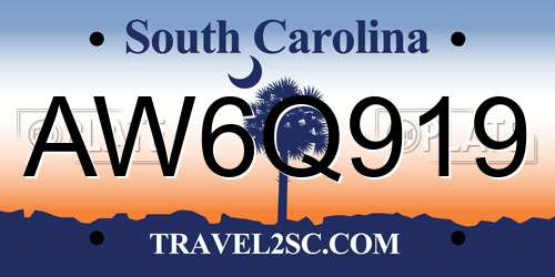 AW6Q919 South Carolina License Plate