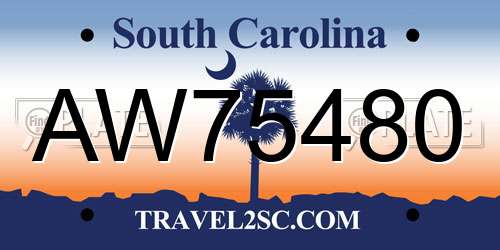 AW75480 South Carolina License Plate