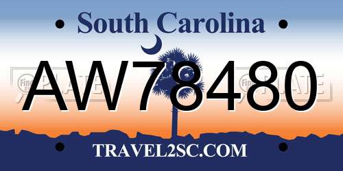 AW78480 South Carolina License Plate