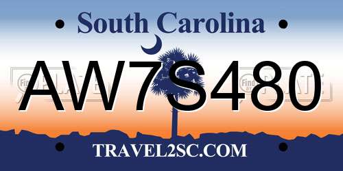AW7S480 South Carolina License Plate