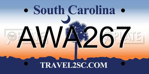 AWA267 South Carolina License Plate