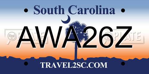 AWA26Z South Carolina License Plate