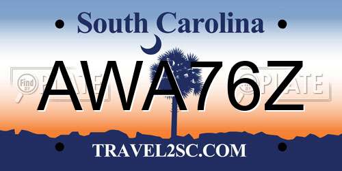 AWA76Z South Carolina License Plate