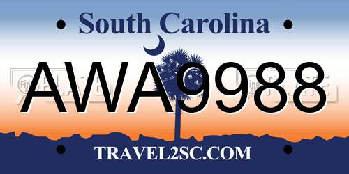 AWA9988 South Carolina License Plate