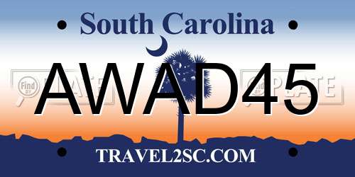 AWAD45 South Carolina License Plate