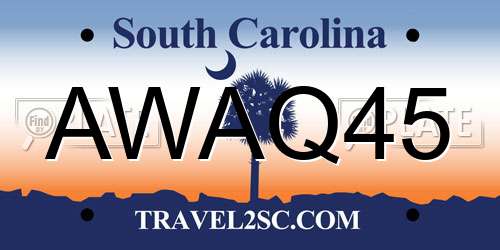 AWAQ45 South Carolina License Plate