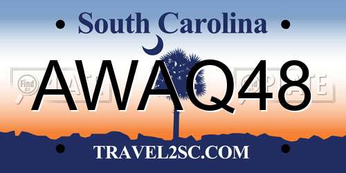 AWAQ48 South Carolina License Plate