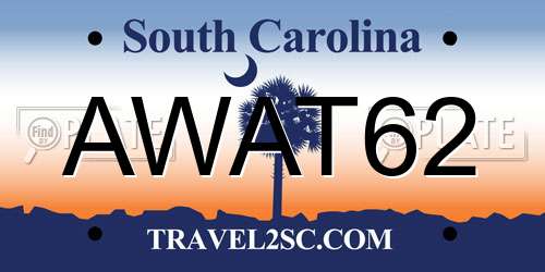 AWAT62 South Carolina License Plate