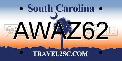 AWAZ62 South Carolina License Plate