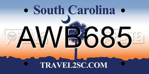 AWB685 South Carolina License Plate
