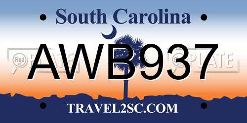AWB937 South Carolina License Plate