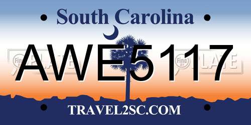 AWE5117 South Carolina License Plate