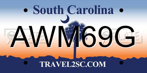 AWM69G South Carolina License Plate