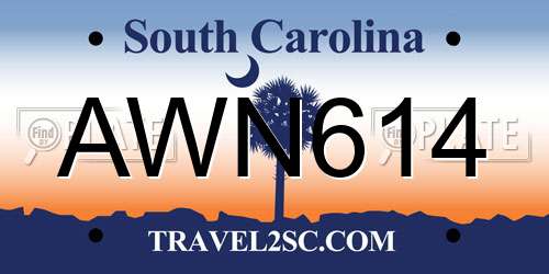 AWN614 South Carolina License Plate