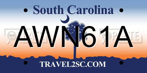 AWN61A South Carolina License Plate