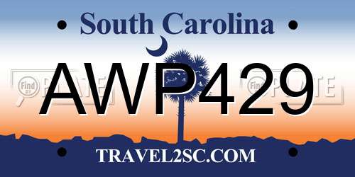AWP429 South Carolina License Plate