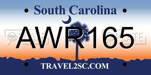 AWR165 South Carolina License Plate