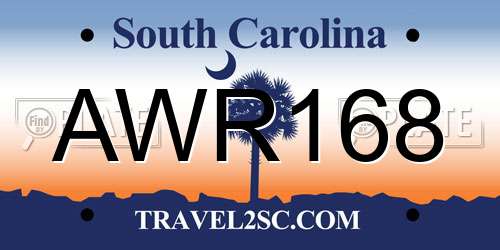 AWR168 South Carolina License Plate