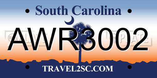 AWR3002 South Carolina License Plate