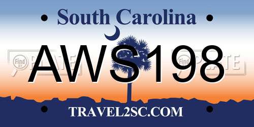 AWS198 South Carolina License Plate