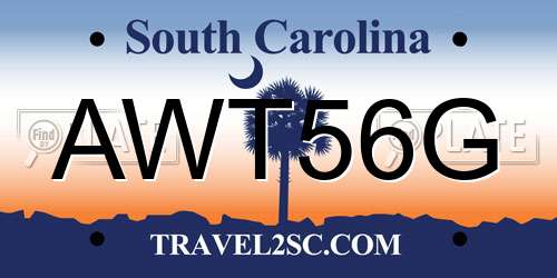 AWT56G South Carolina License Plate