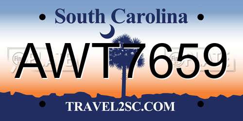 AWT7659 South Carolina License Plate