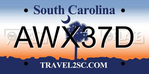 AWX37D South Carolina License Plate